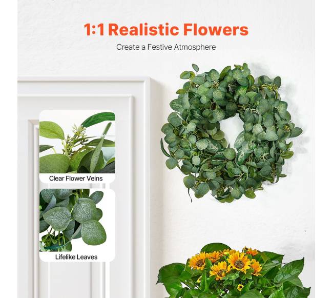 Dirbtinis vainikas su eukalipto lapais1