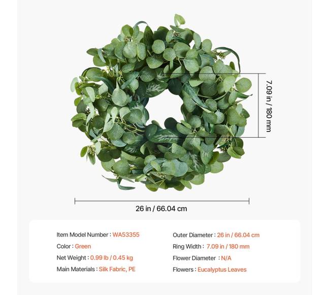 Dirbtinis vainikas su eukalipto lapais6