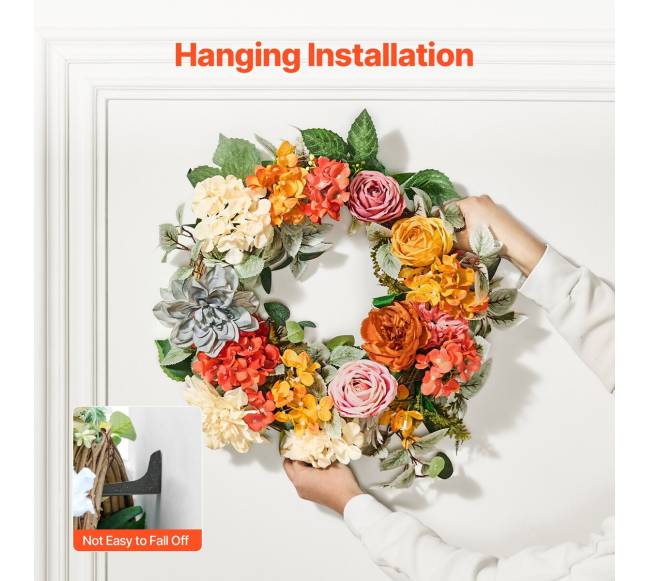 Dirbtinis vainikas 60 cm su hydrangeomis ir rožėmis5