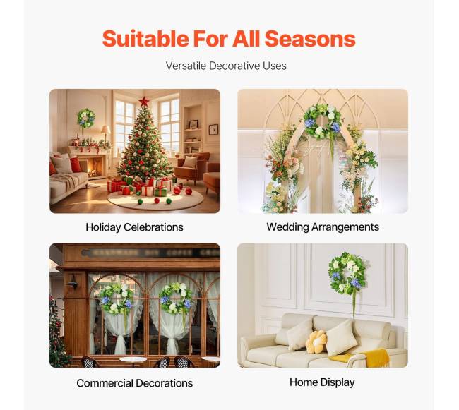 Dirbtinis dekoratyvinis vainikas su hortenzijomis ir rožėmis4