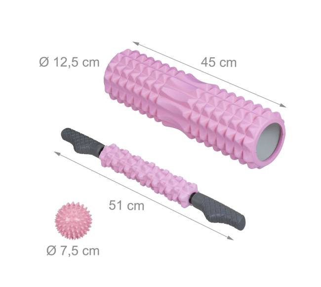 3 dalių rožinis fascijų volelių rinkinys3