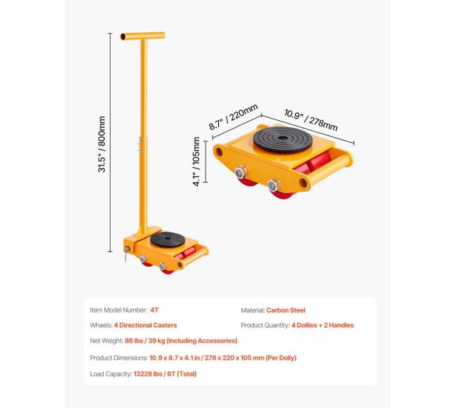 Transportavimo riedlentė 6T su rankena6