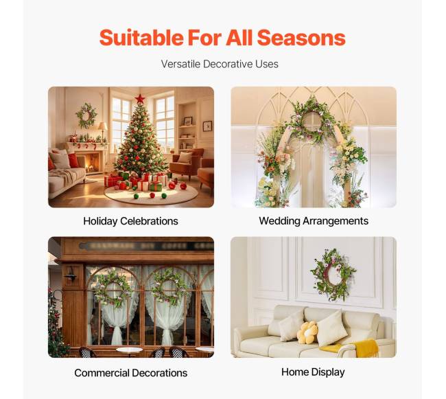 Dirbtinis dekoratyvinis 55 cm vainikas su gėlių žiedais4