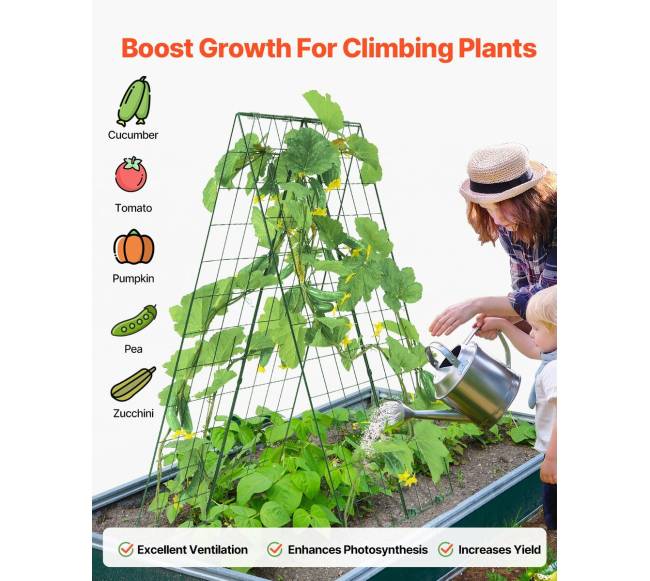 Metalinė a-formos agurkų atrama sodui3