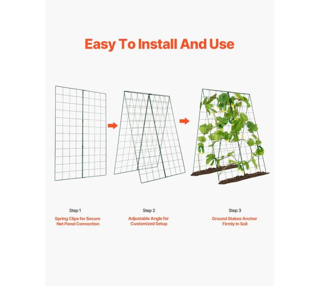 Metalinė a-formos agurkų atrama sodui4