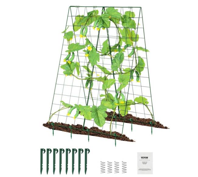 Metalinė a-formos agurkų atrama sodui8