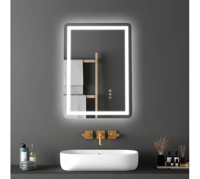 LED vonios veidrodis su trimis spalvomis ir antirūko funkcija 50 x 70 cm7