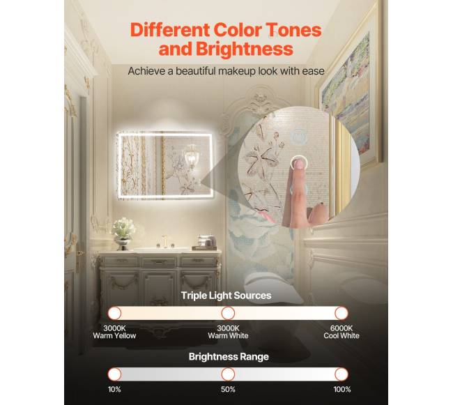 Led veidrodinė lemputė su anti rūko funkcija1