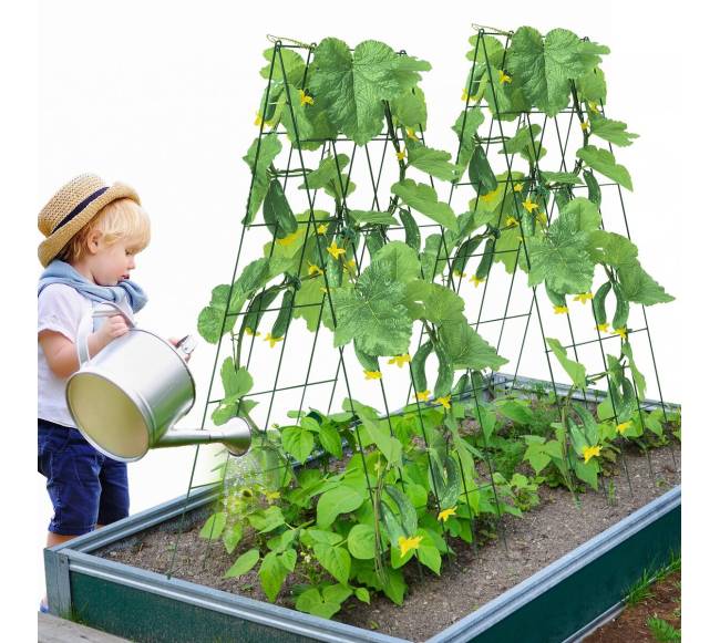 Sulankstoma metalinė agurkų atrama sodo darbams7