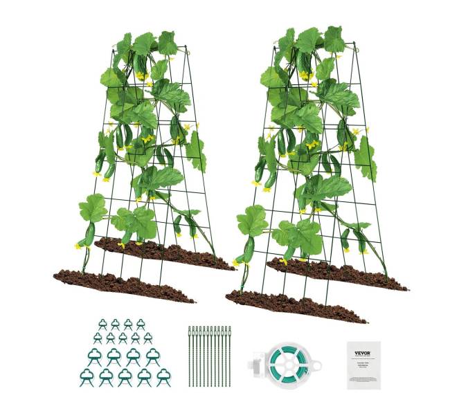 Sulankstoma metalinė agurkų atrama sodo darbams8