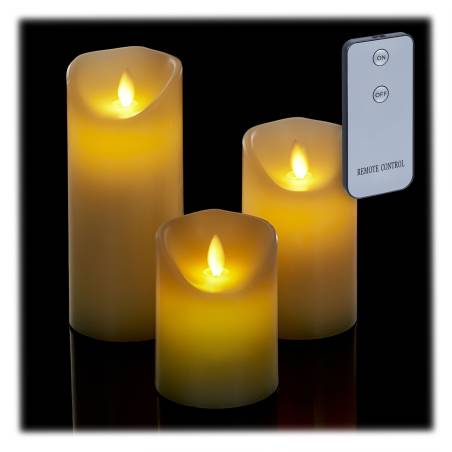 3 LED žvakių rinkinys su nuotolinio valdymo pulteliu0