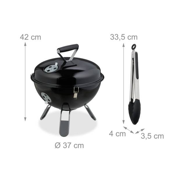Nešiojamas kepsninių grilis 37cm su žnyplėmis3
