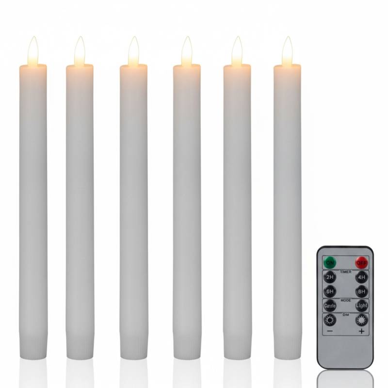 6 LED kūginių žvakių rinkinys su laikmačiu0