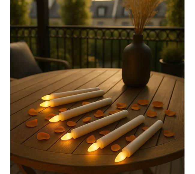 6 LED kūginių žvakių rinkinys su laikmačiu2