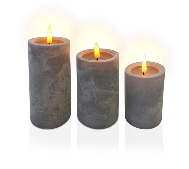 3 betoninių LED žvakių rinkinys0
