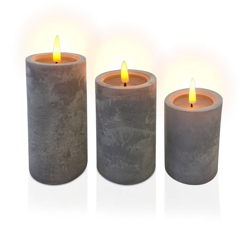 3 betoninių LED žvakių rinkinys0