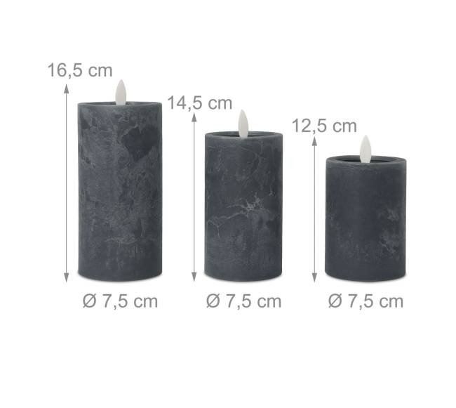 3 betoninių LED žvakių rinkinys3