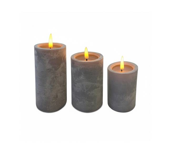 3 betoninių LED žvakių rinkinys7