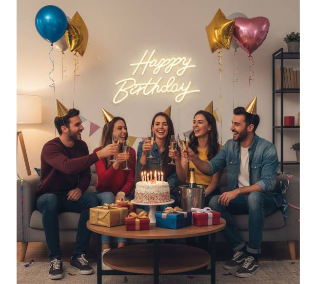 LED ženklas Happy Bday2