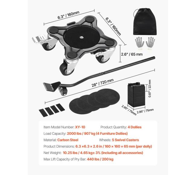 Baldų vežimėlis su 5 ratukais 544 kg talpa6