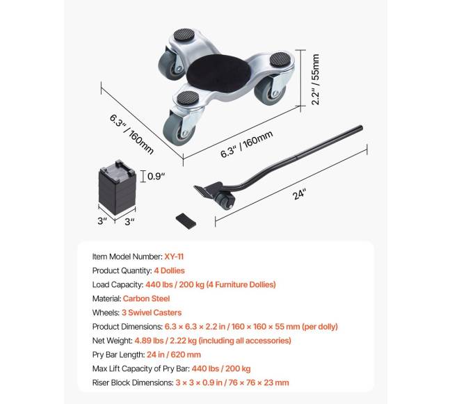 Baldų perkraustymo vežimėliai 4 vnt. plieniniai6