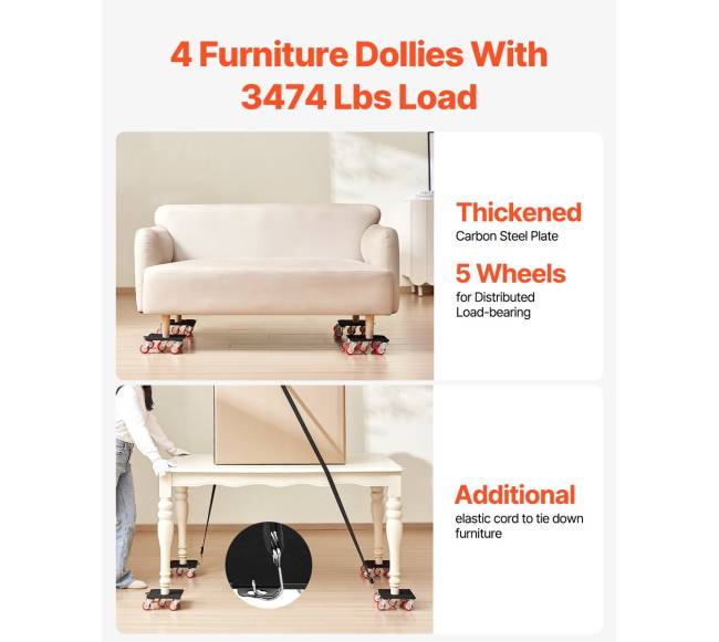 Baldų pervežimo vežimėlis su 5 ratukais 1575 kg talpa1