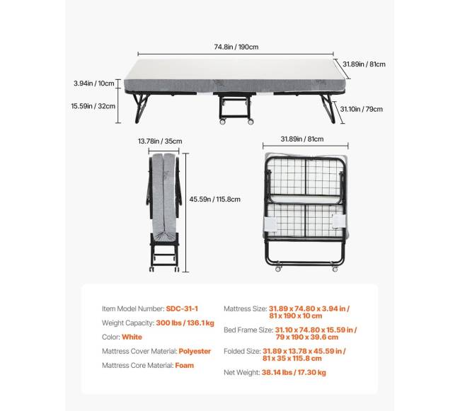 Sulankstoma lova su putų čiužiniu6