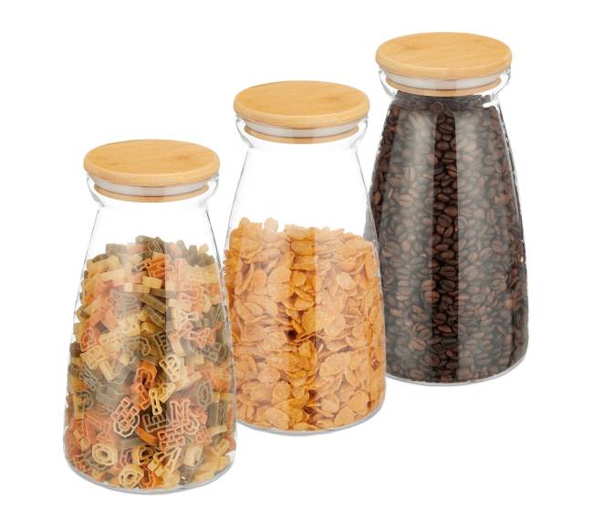 3 laikymo stiklainių su dangteliais rinkinys 1400 ml0
