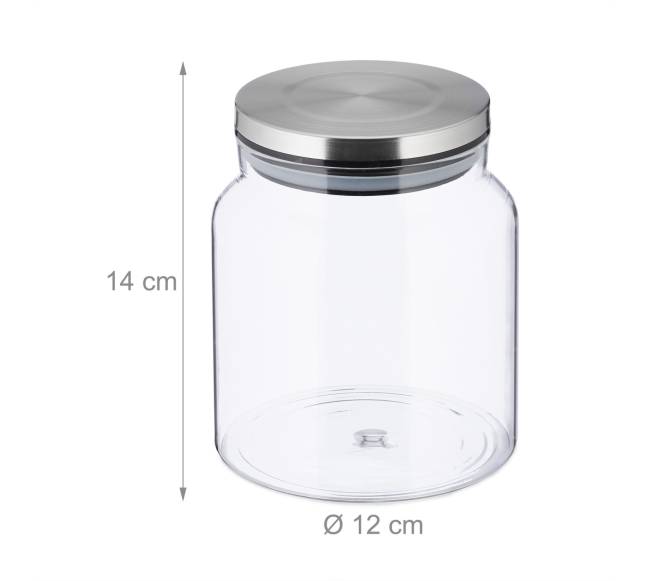 3x stikliniai laikymo indai 1100ml, plieniniai dangteliai3