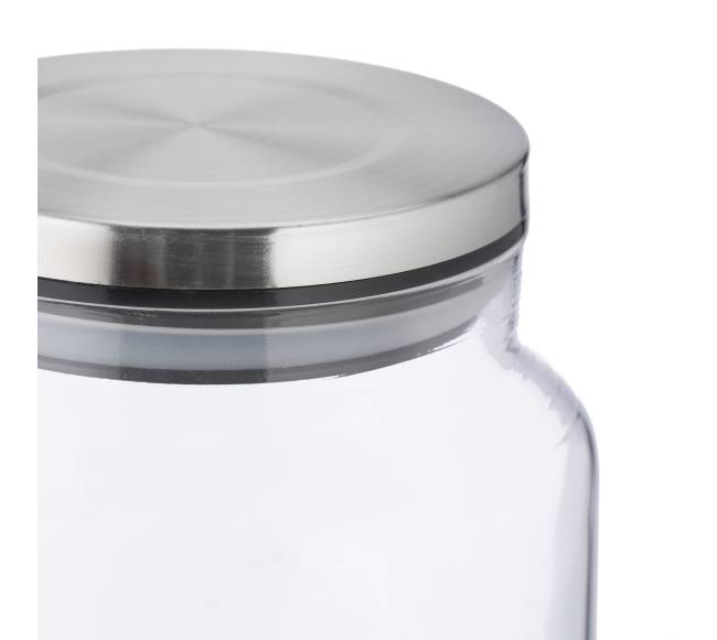 3x stikliniai laikymo indai 1100ml, plieniniai dangteliai5