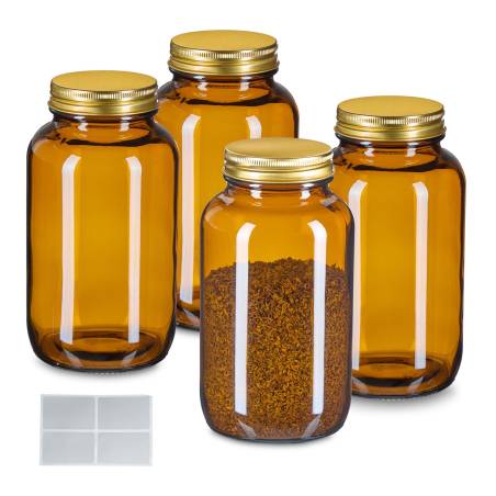 4 gintarinio stiklo indelių rinkinys 400 ml0