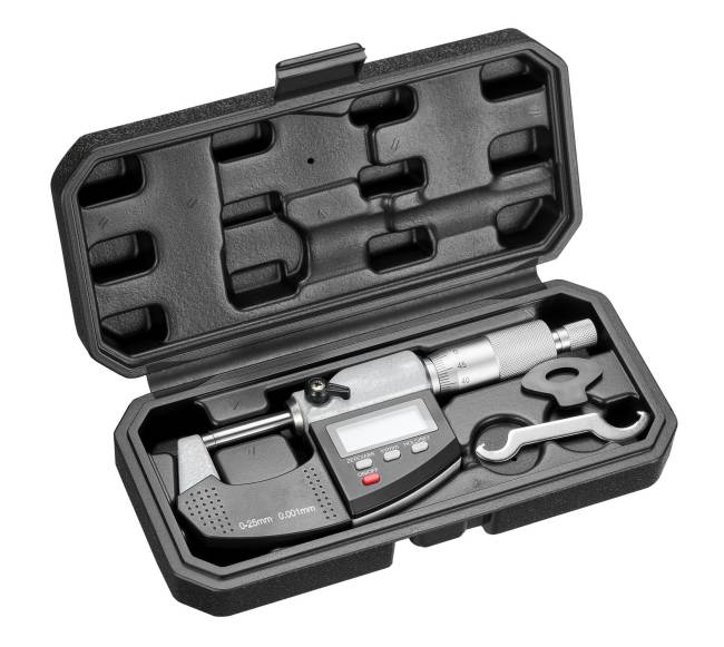 Mikrometrų rinkinys: skaitmeninis išorinis mikrometras 0–25,4 mm0