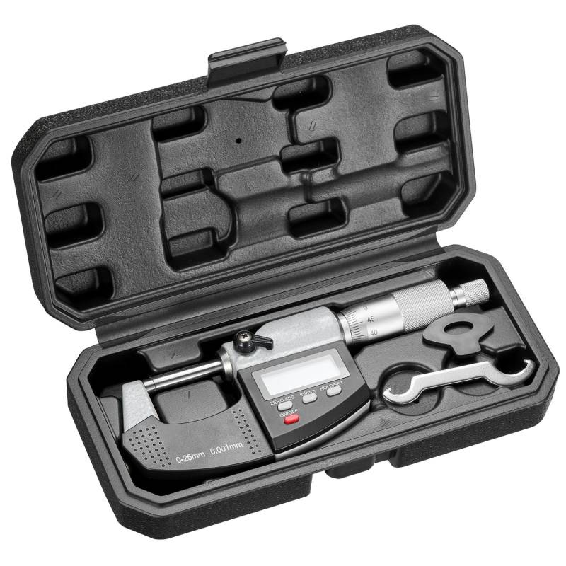 Mikrometrų rinkinys: skaitmeninis išorinis mikrometras 0–25,4 mm0