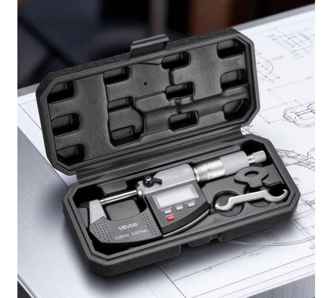 Mikrometrų rinkinys: skaitmeninis išorinis mikrometras 0–25,4 mm7