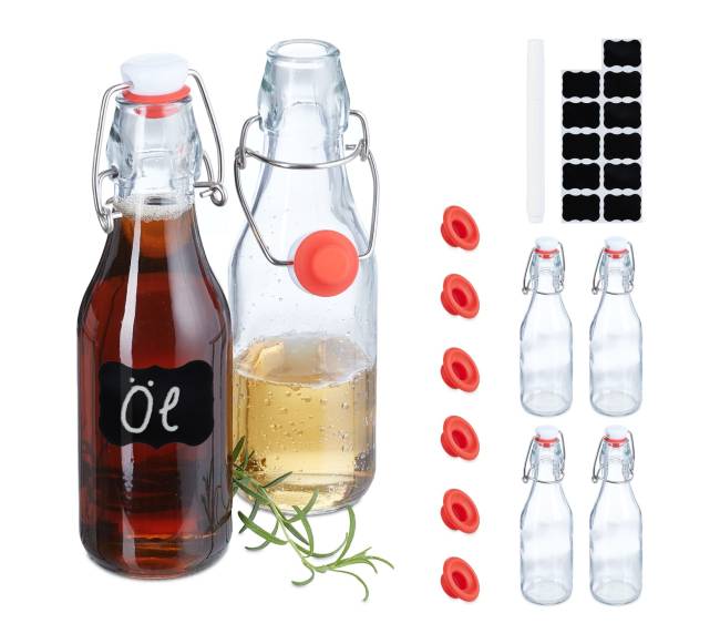 6 užspaudžiamų butelių rinkinys 250 ml0