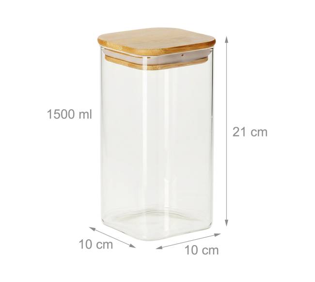 3x laikymo stiklainiai, bambukiniai dangteliai, 1500ml3