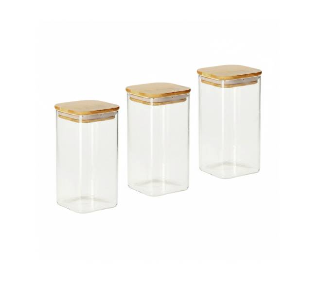 3x laikymo stiklainiai, bambukiniai dangteliai, 1500ml6