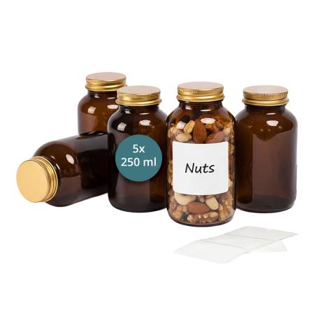 Gintarinio stiklo indeliai, 5 vnt. rinkinys, 250 ml0