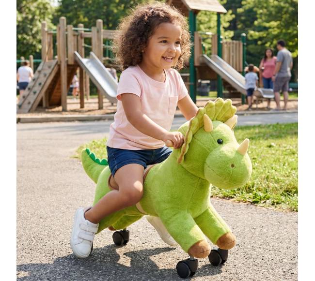 Vaikiškas jojamas dinozauras su ratukais7