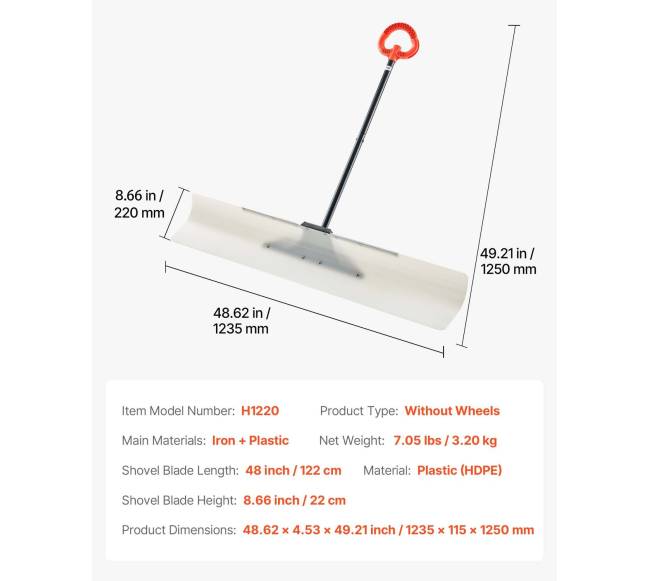 Plastikinė sniego stūmimo kastuvas 122 cm6