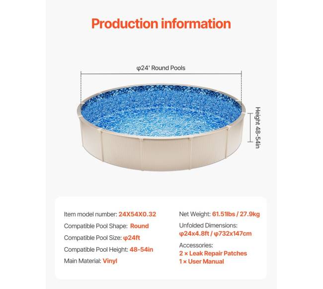 Apvali baseino plėvelė 732 cm, užklojama6