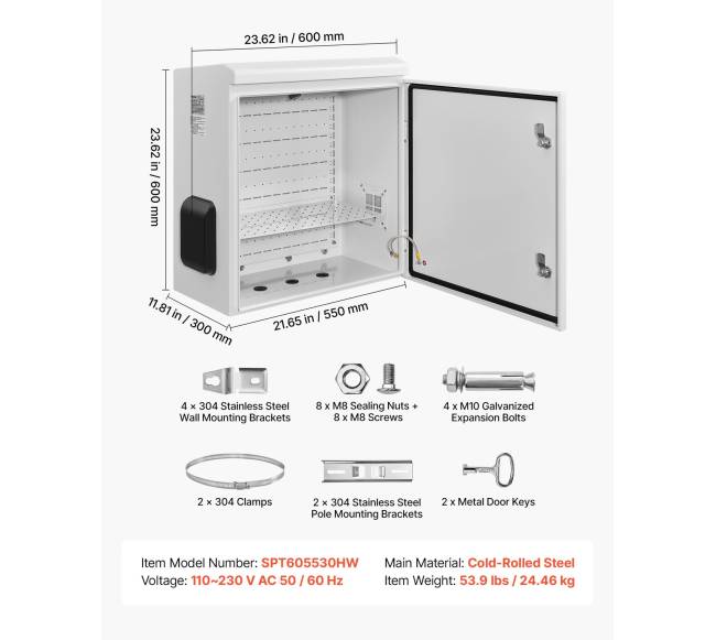 Lauko elektros skydelis su termostatu, 600 x 600 x 300 mm6