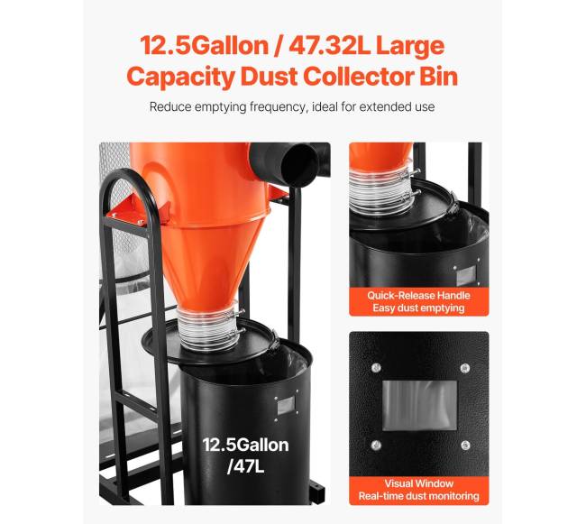 Ciklono dulkių surinkėjas, 1,5 AG, 47,32 l talpa3