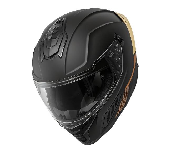 Pilno veido motociklininko šalmas su dviem skydeliais0