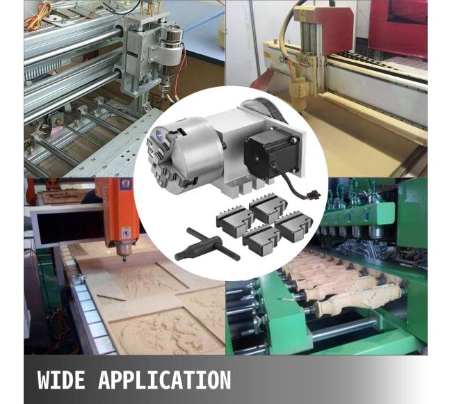 CNC rotacijos ašis su 4 žandikais ir tuščiu velenu6