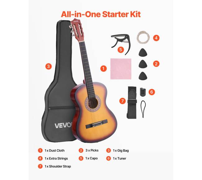 Klasikinė gitara su priedais, saulės sprogimas6