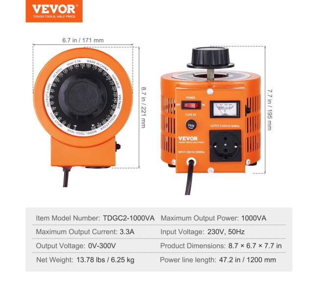 1000VA įtampos keitiklis 0-300V AC6