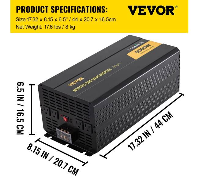 5000W galingumo keitiklis iš 12V į 120V5