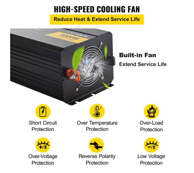 5000W galingumo keitiklis iš 12V į 120V6