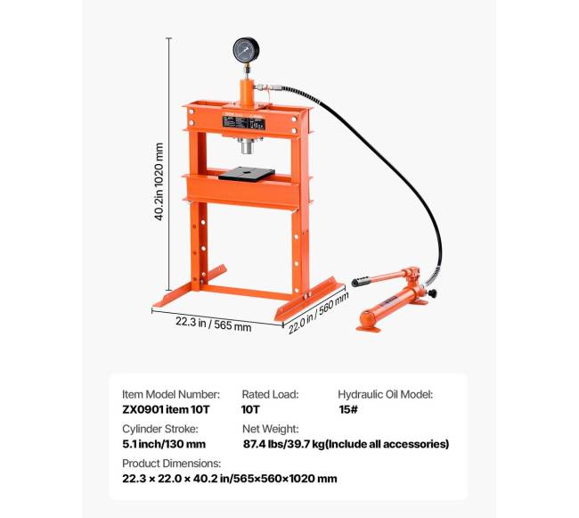10 t hidraulinis presas su presavimo plokštėmis6
